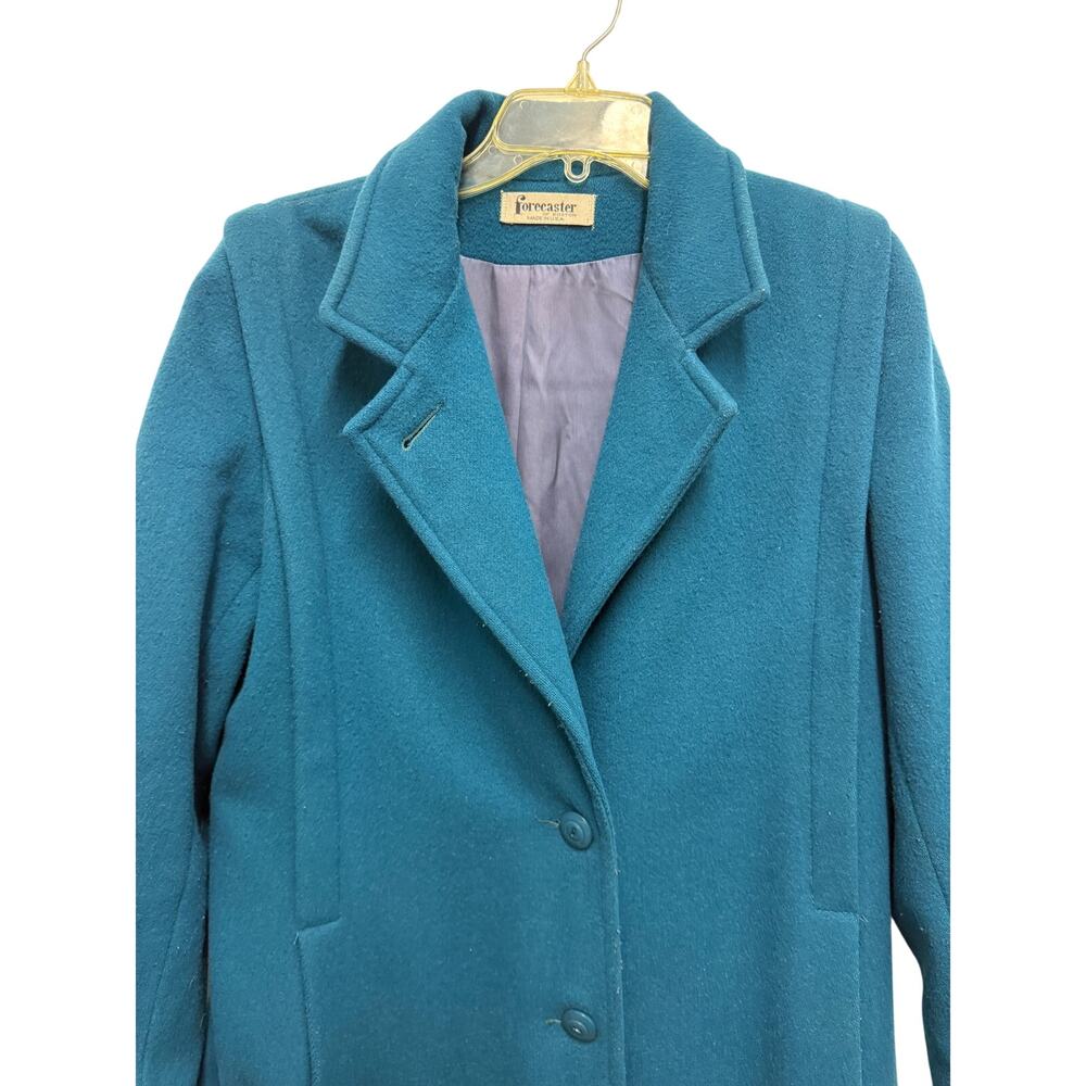 VTG Forecaster of BOSTON Women's SZ 8 Wool Teal Boot Length Coat Union USA Made - Picture 2 of 6